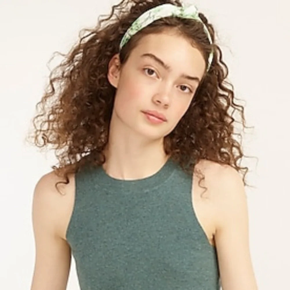 J. Crew Green Floral Knot Headband